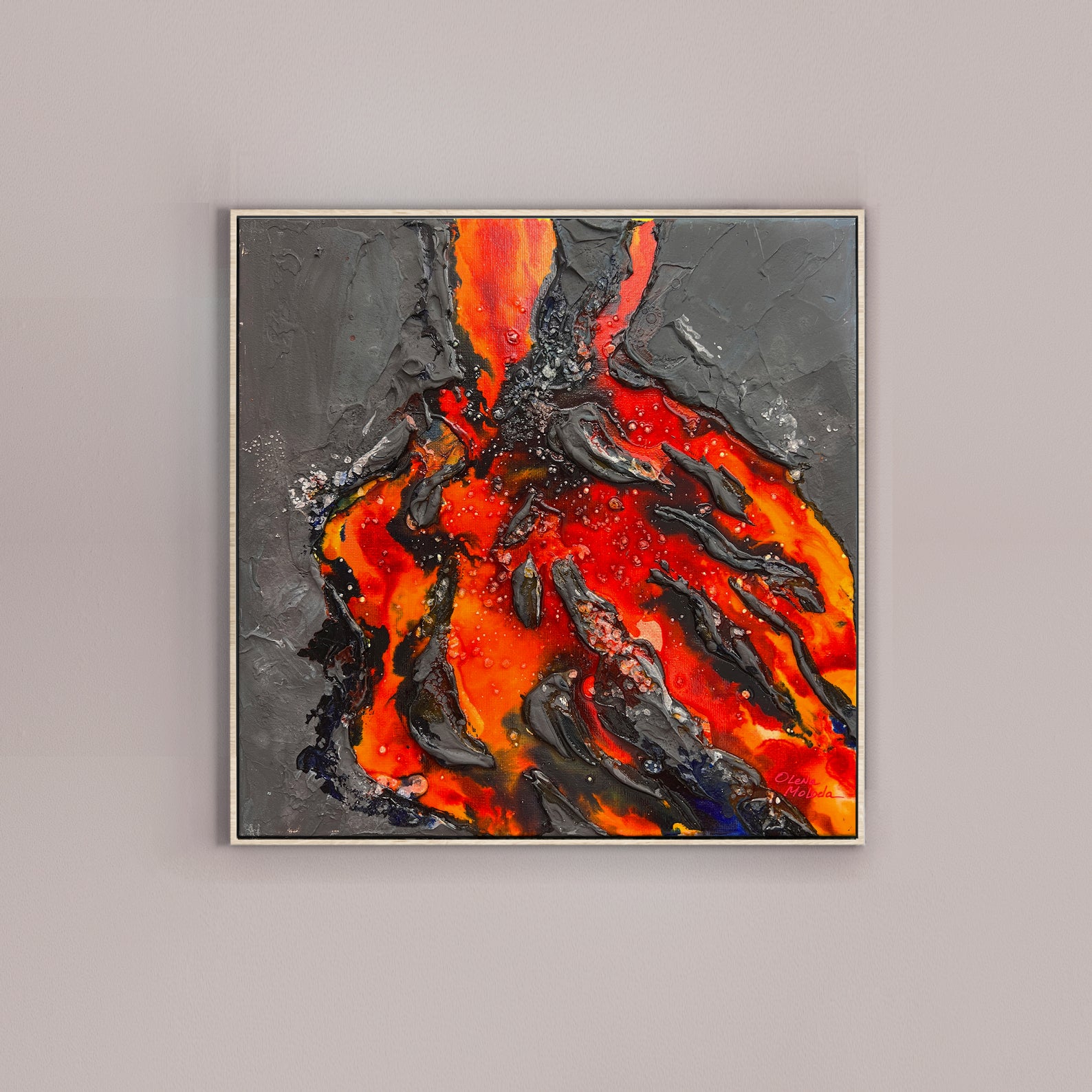 Volcanic Lava painting on Canvas, 30x30cm, canvas, moltenism