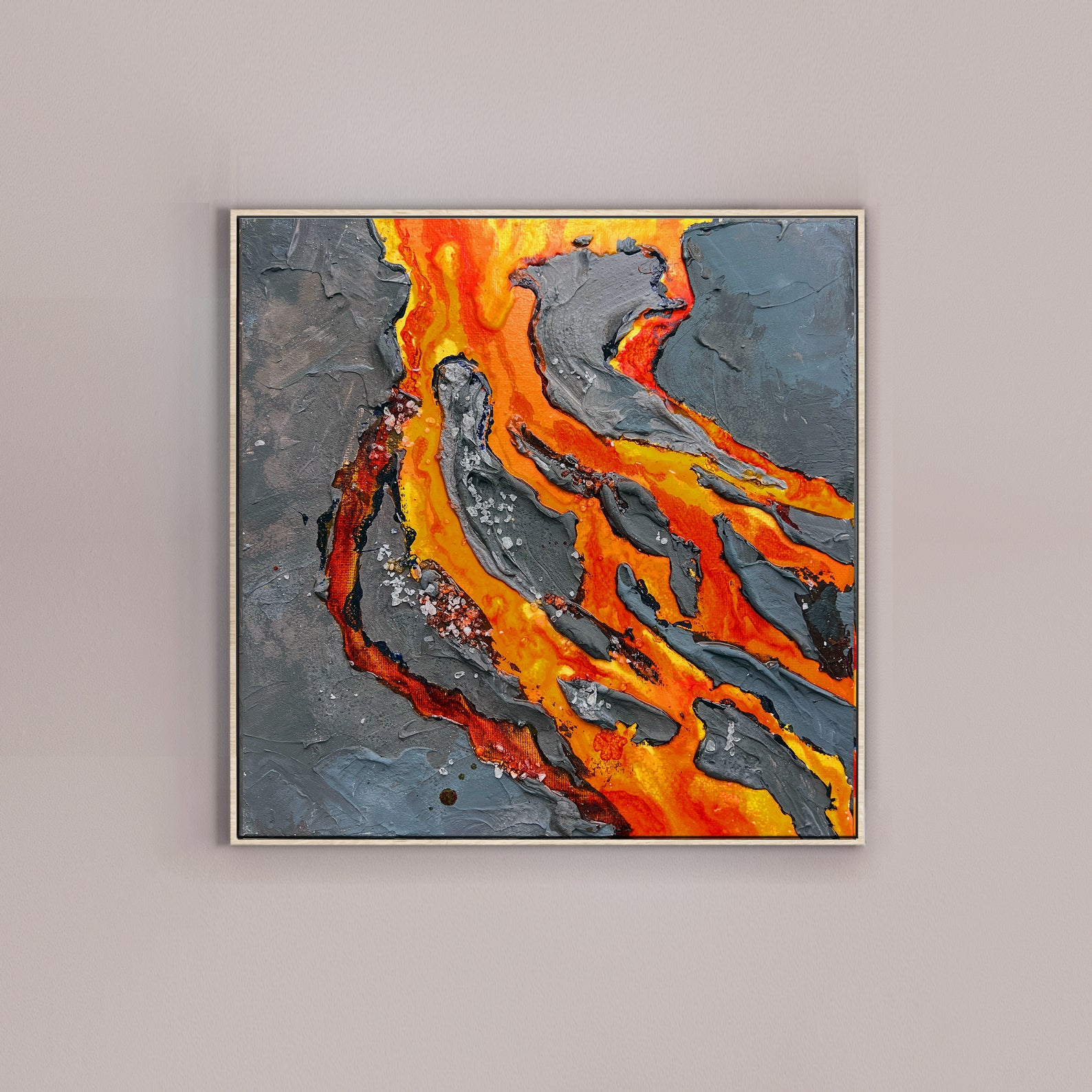 Volcanic Lava painting on Canvas, 30x30cm, canvas, moltenism