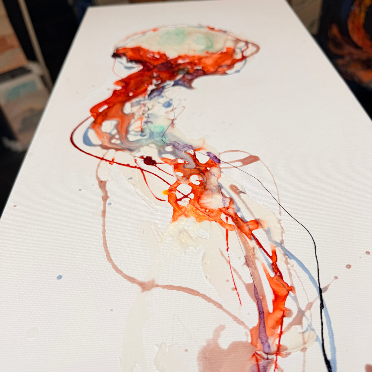 Quiet Current — pintura Moltenism original, 30 × 60 cm