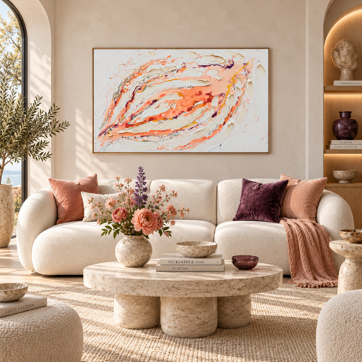 Coral Silence – Large Abstract Statement Artwork, 100x160cm