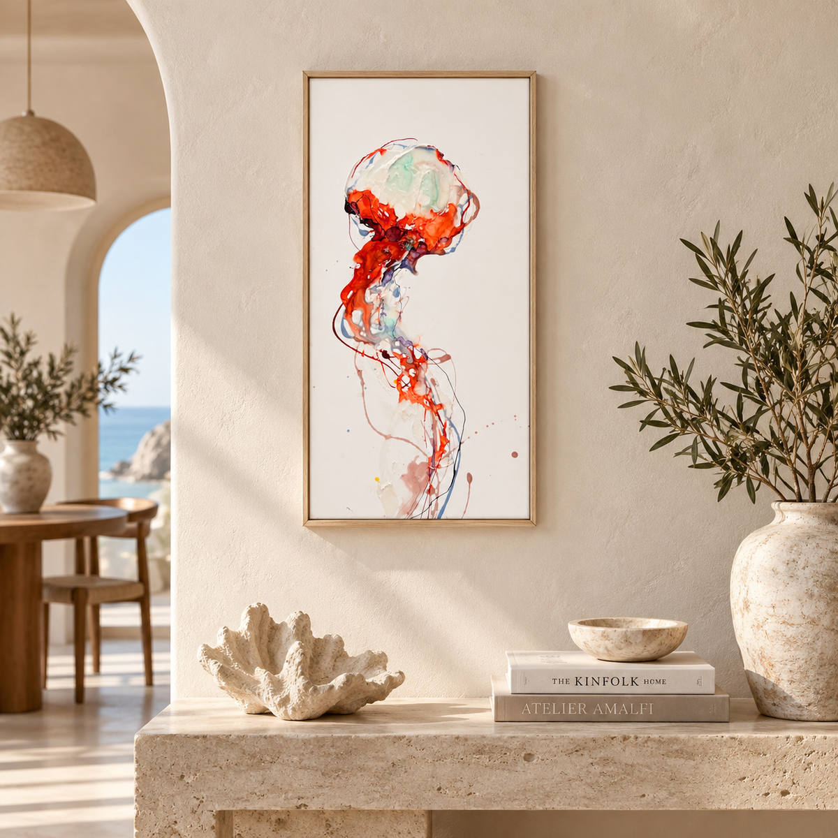 Quiet Current – Jellyfish Moltenism Art, 30x60cm