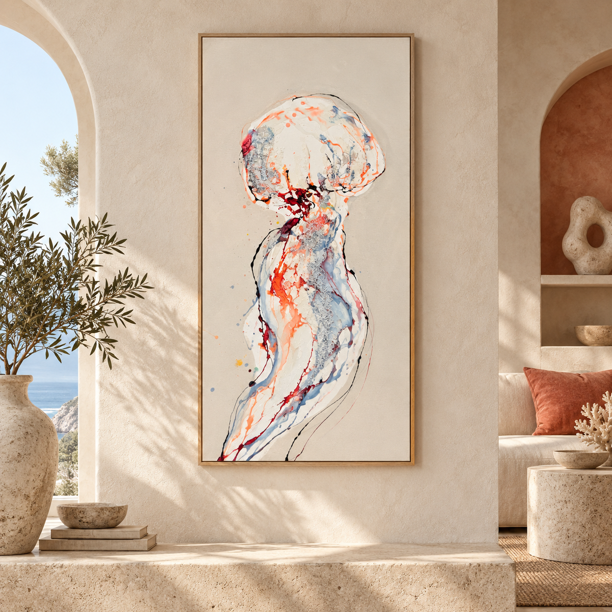 Introverts VI – Large Jellyfish Moltenism Painting, 40x80cm