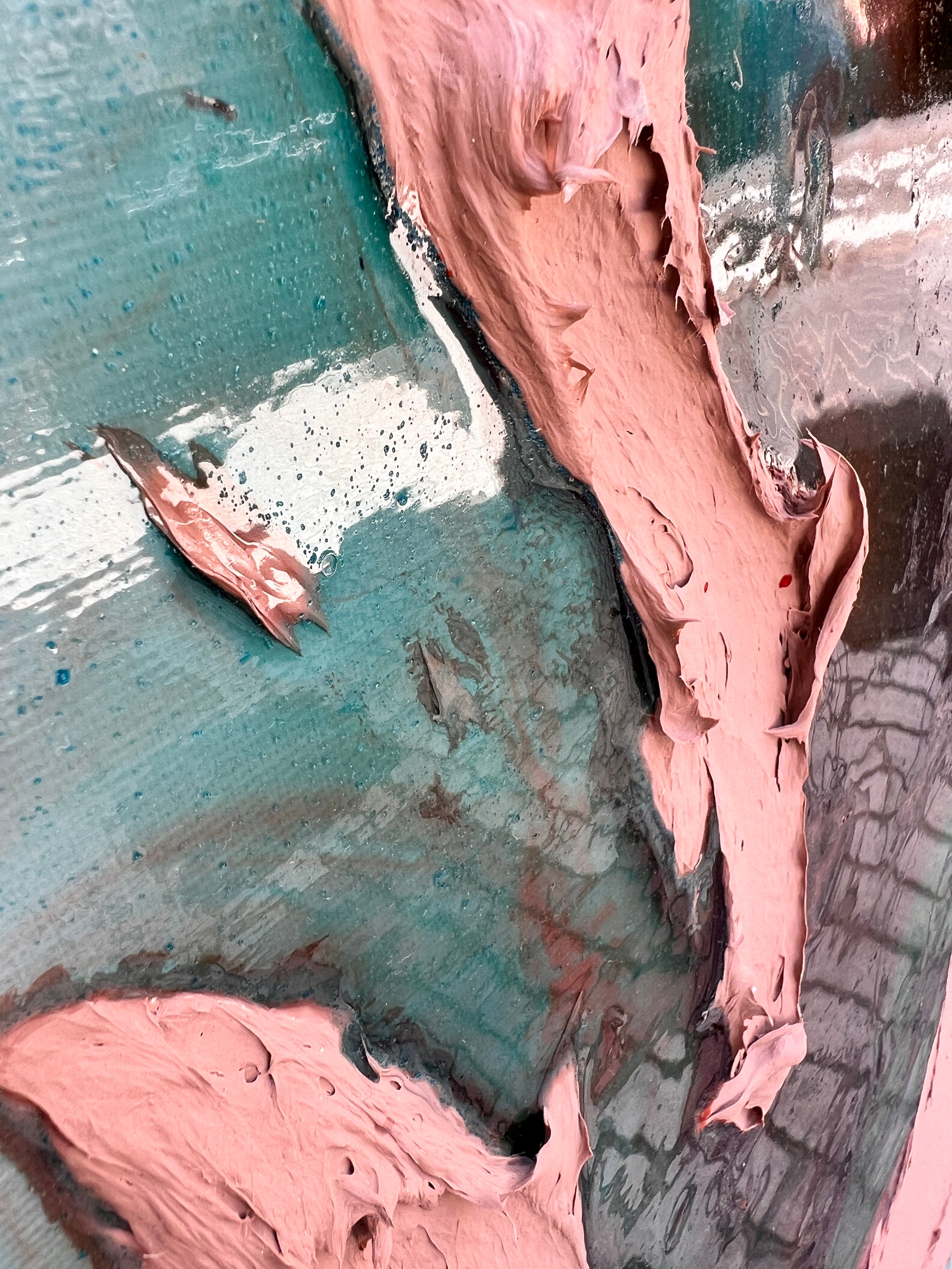 Breaking Into Light – Large Textured Aqua and Cappucino Abstract Painting, 89x130cm