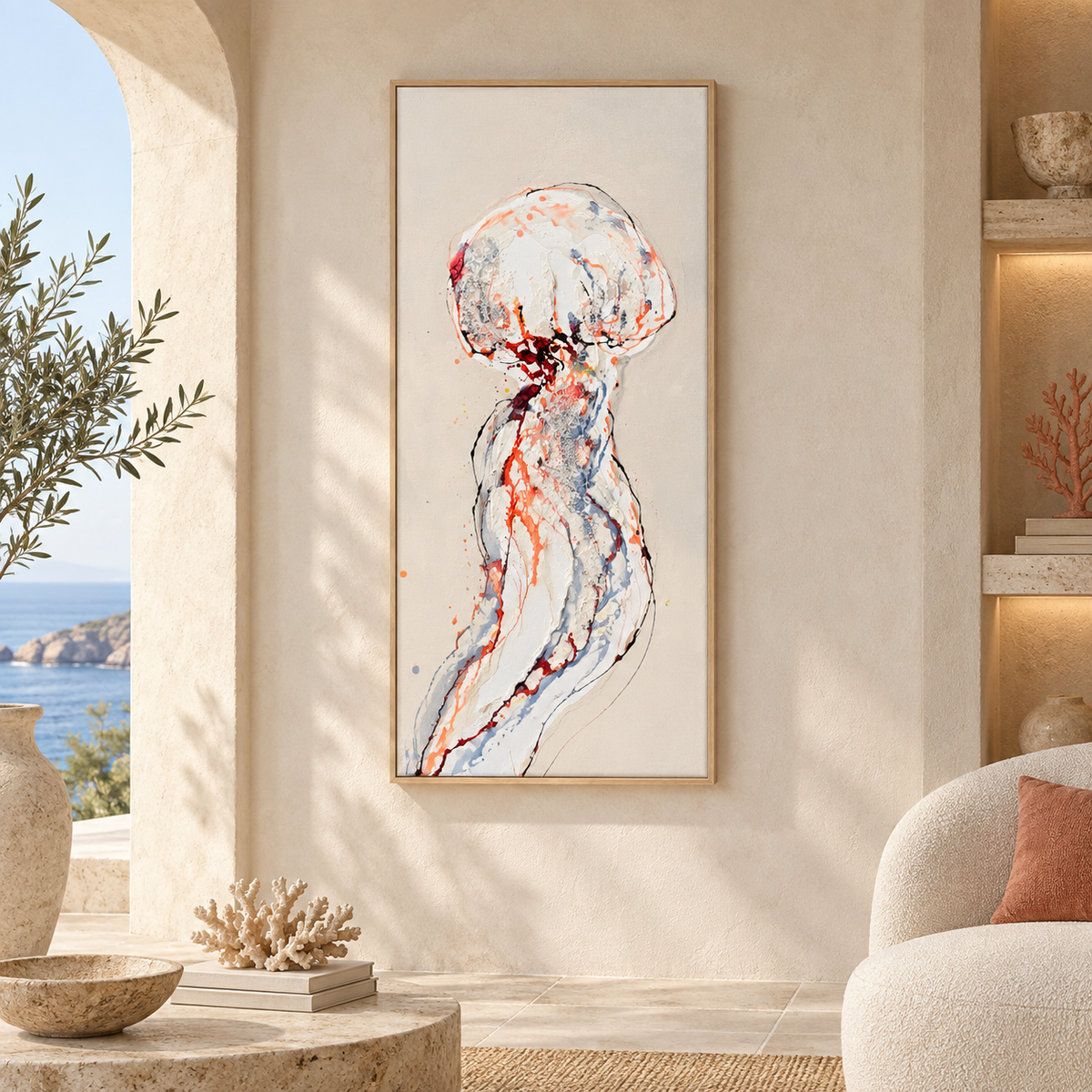 Introverts VI – Large Jellyfish Moltenism Painting, 40x80cm