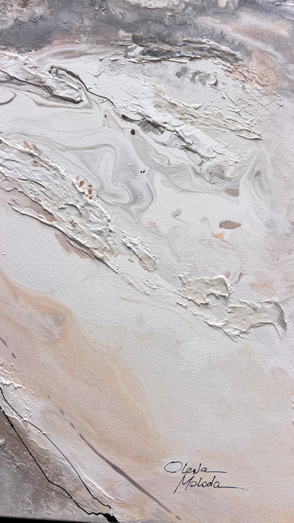 Crimson Flow | Large Neutral Abstract Painting 100 × 160 cm