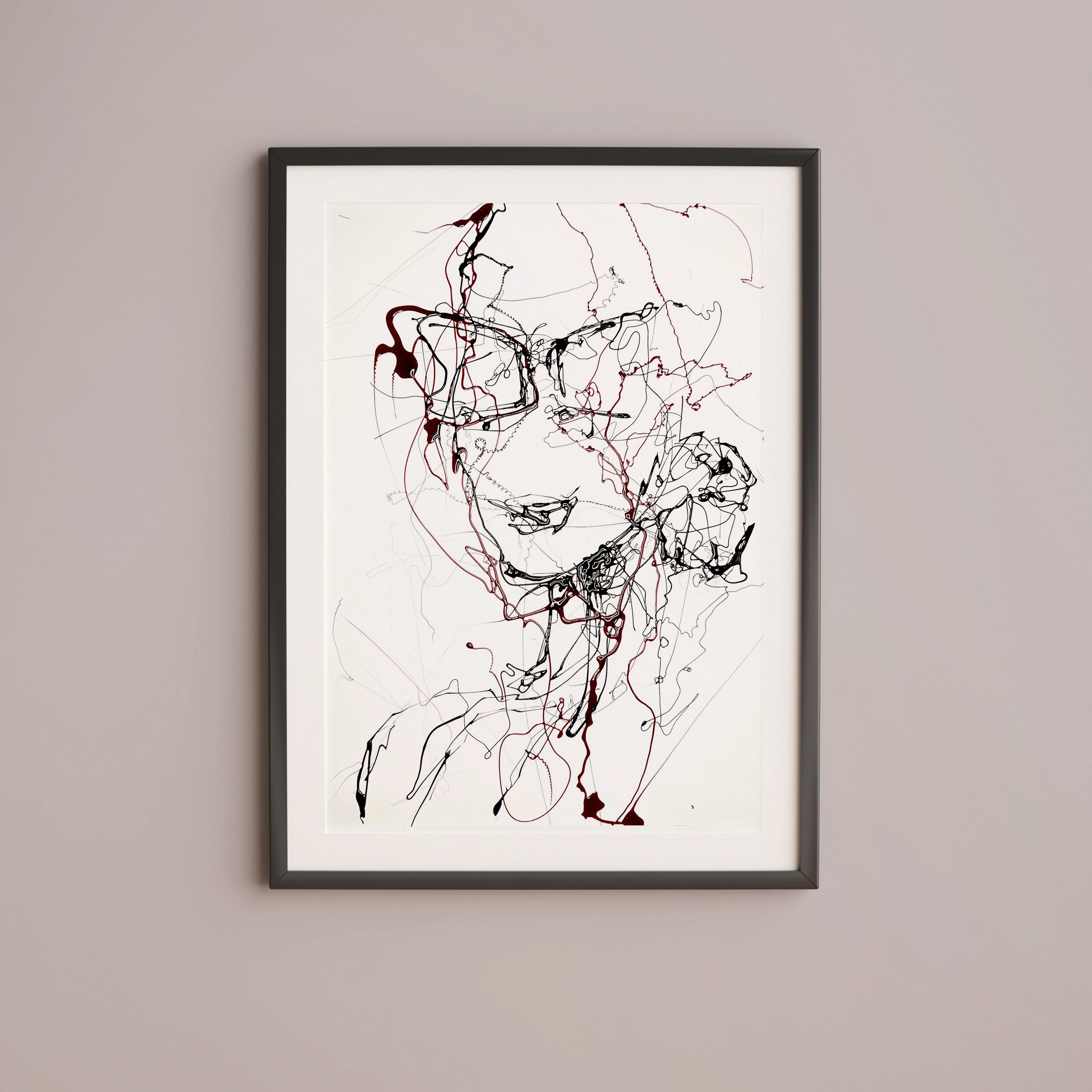 Original Minimalistic Woman portrait drawing by molten glass