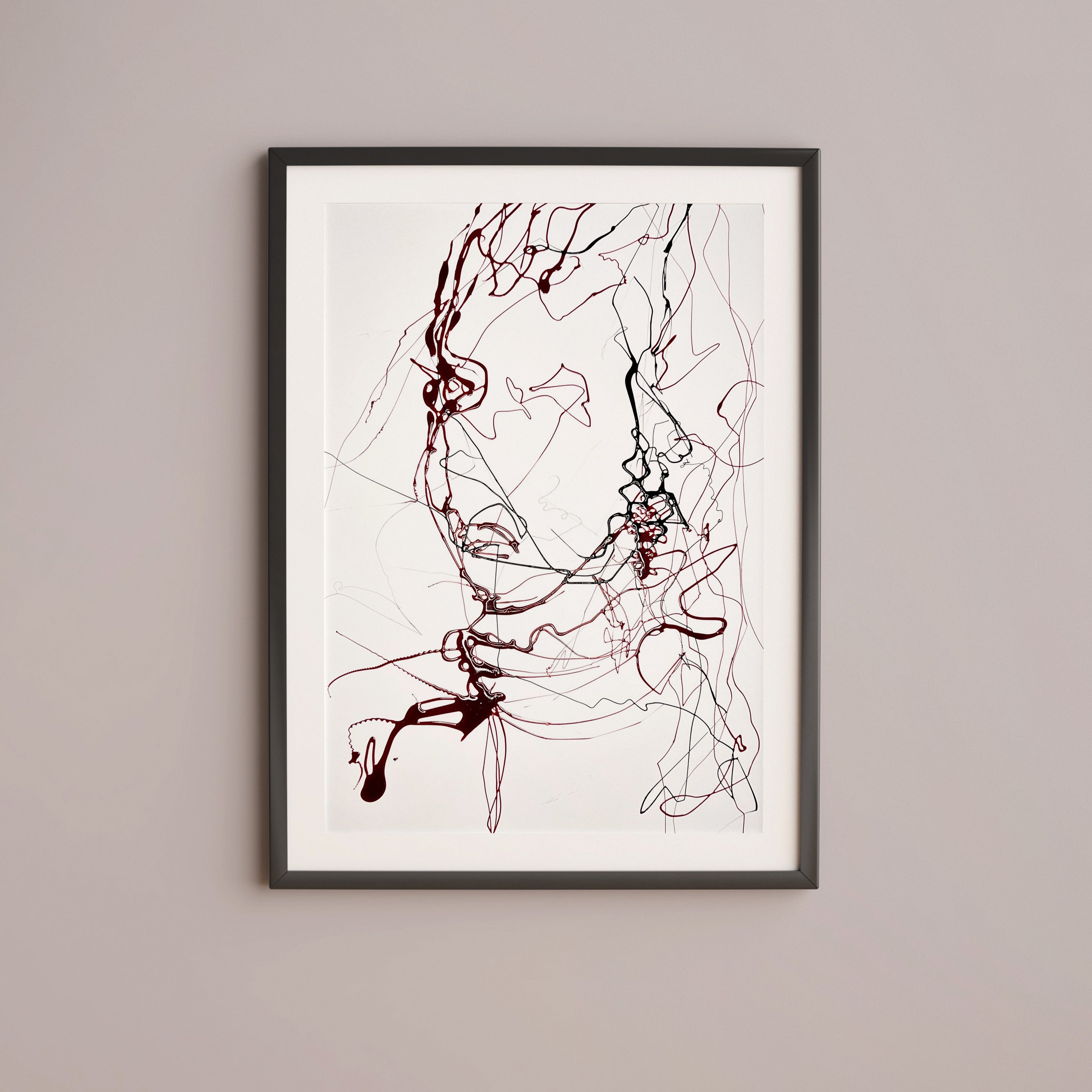 Original Minimalistic Woman portrait drawing by molten glass