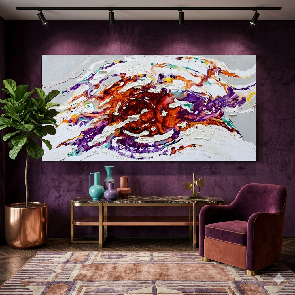Moltenism, Large Abstract Wall Art 200x100 cm, Painting for Living Room Interior, MO59