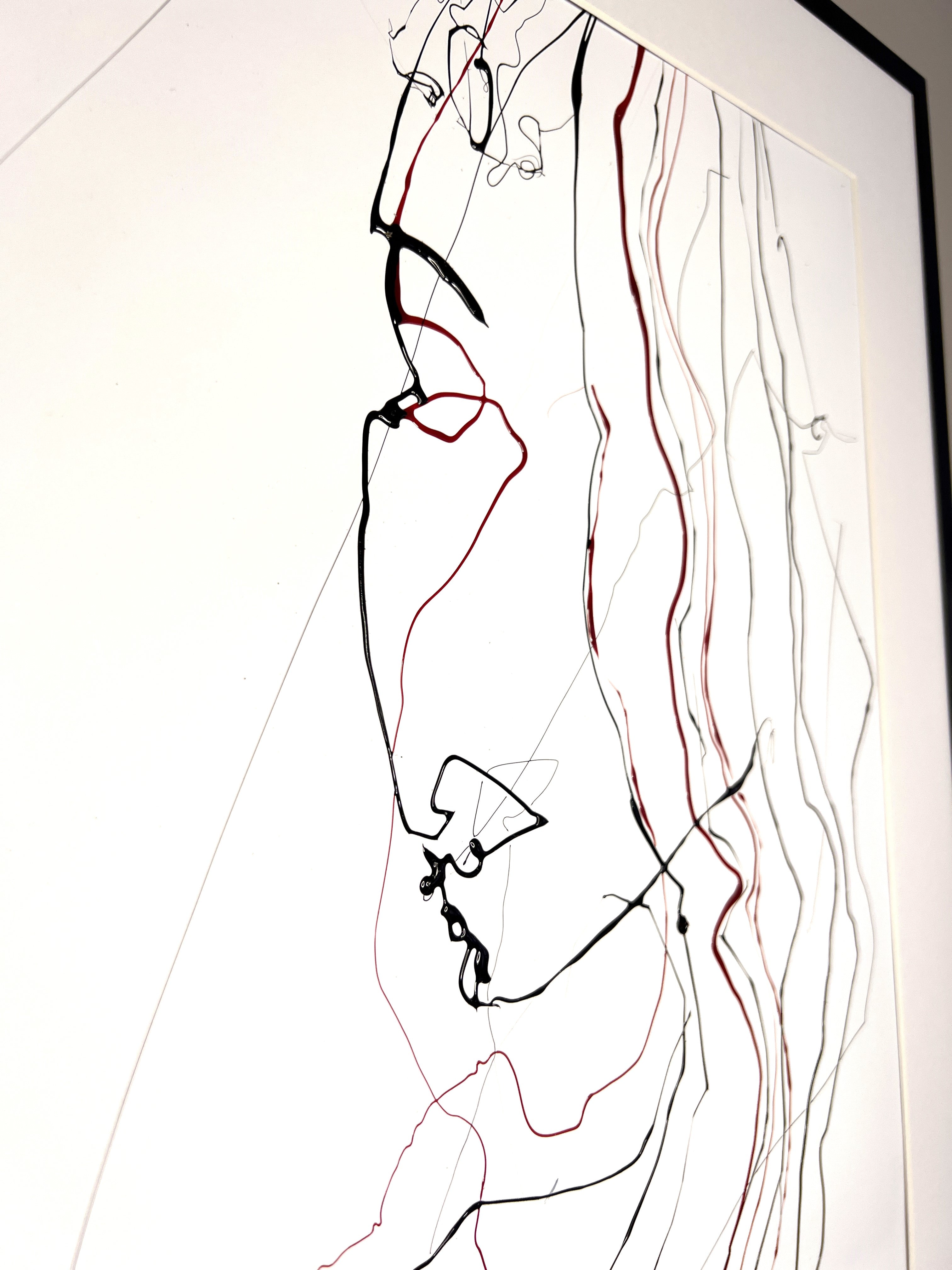 Original Minimalistic Woman portrait drawing by molten glass