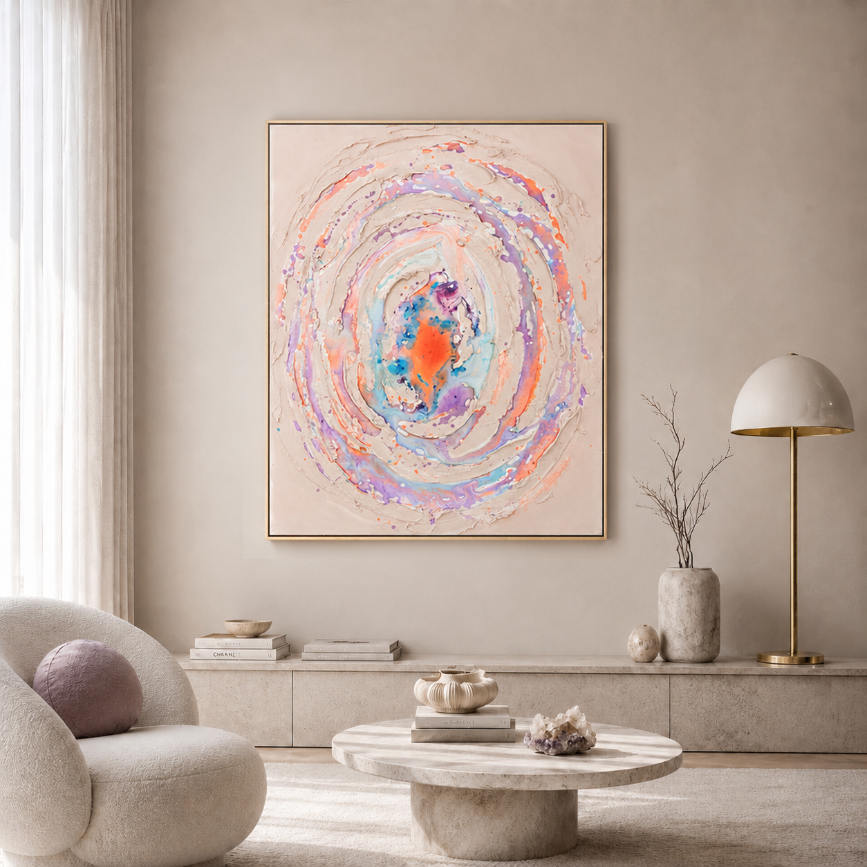 The Quiet Center – Original Textured Pastel Abstract Painting, 73x100cm