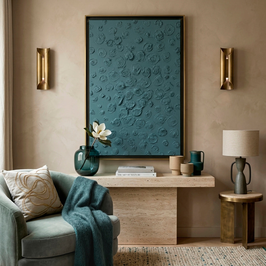 Abstract Floral Wall Art, Moss Green Rose Texture, 60x90cm, MO65