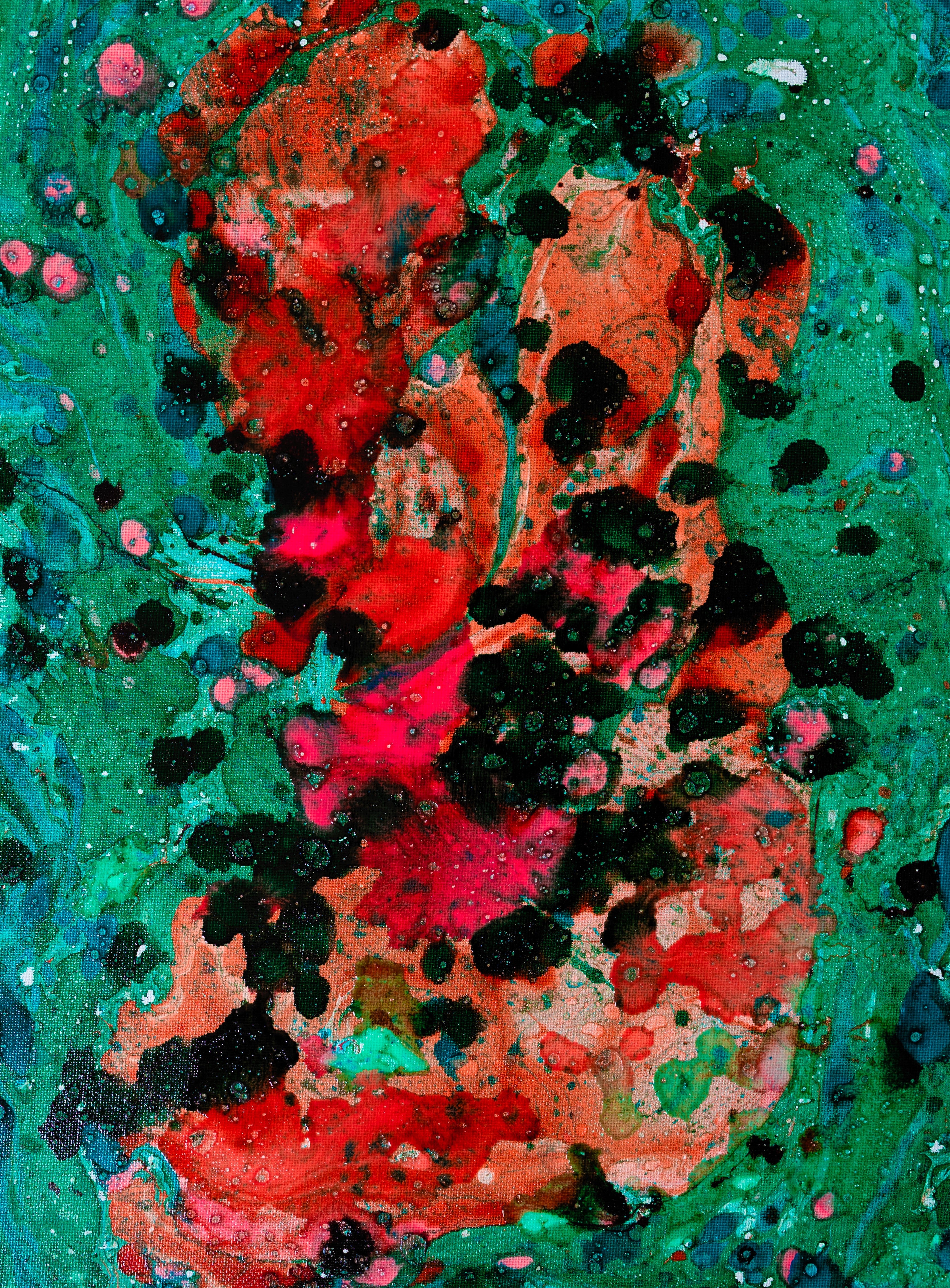 Liquid glass, Original painting on canvas, 30x40cm, Green Peaceful World VI01