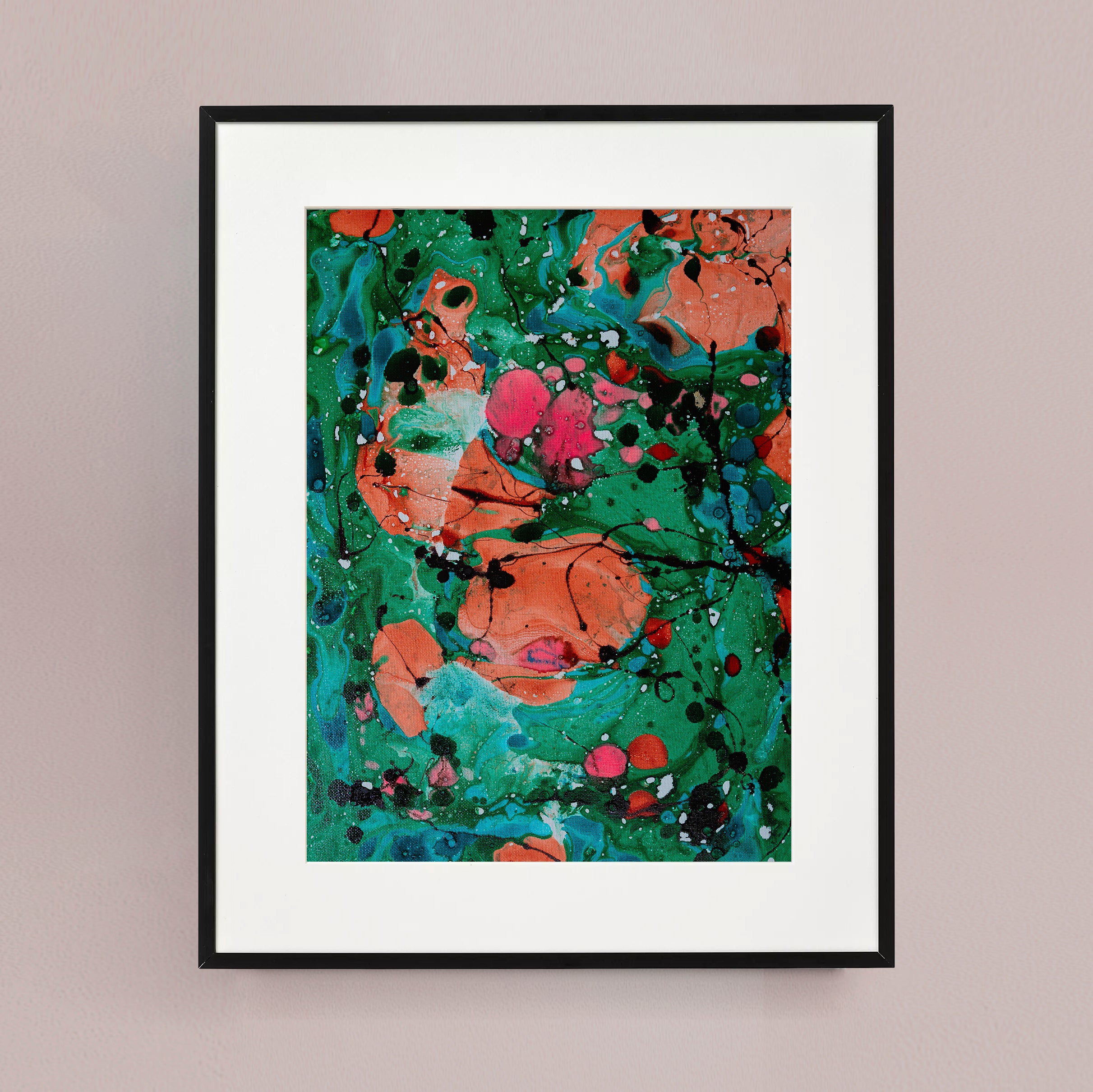 Liquid glass, Original painting on canvas, 30x40cm, Green Peaceful World VI05