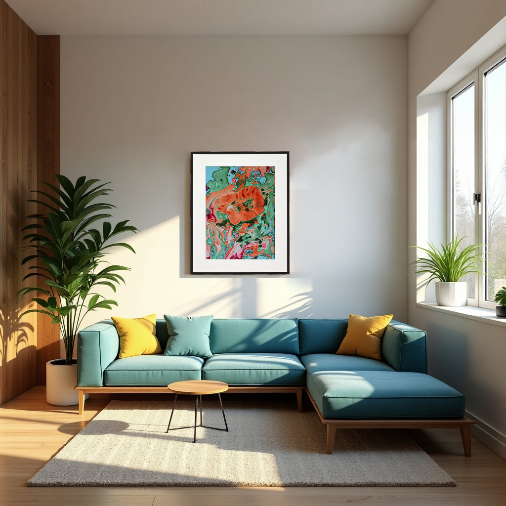 Liquid glass, Original painting on canvas, 30x40cm, Green Peaceful World VI06