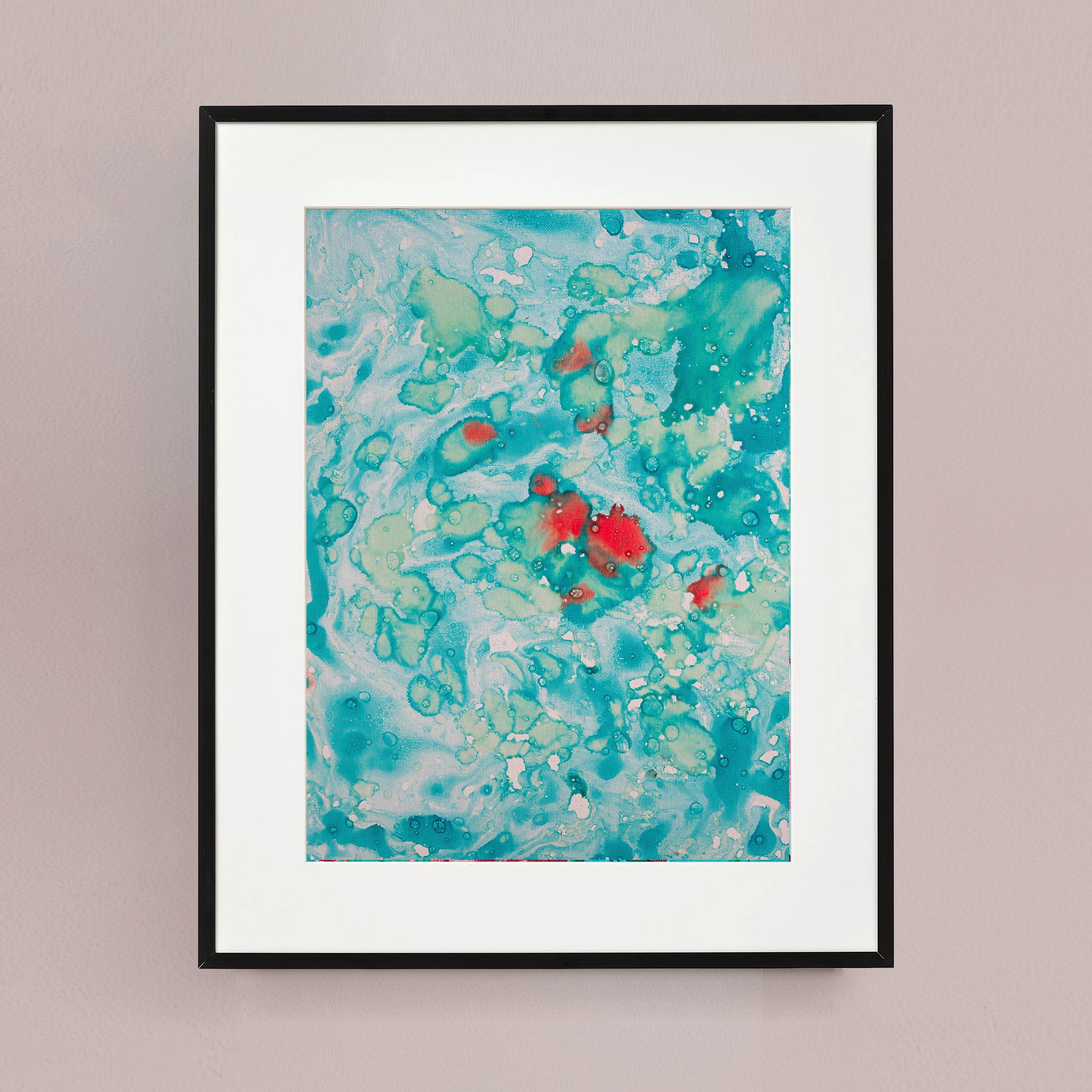 Liquid glass, Original painting on canvas, 30x40cm, Green Peaceful World VI11