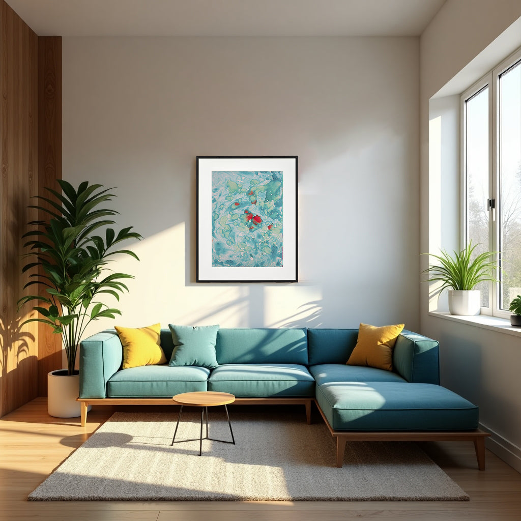 Liquid glass, Original painting on canvas, 30x40cm, Green Peaceful World VI11