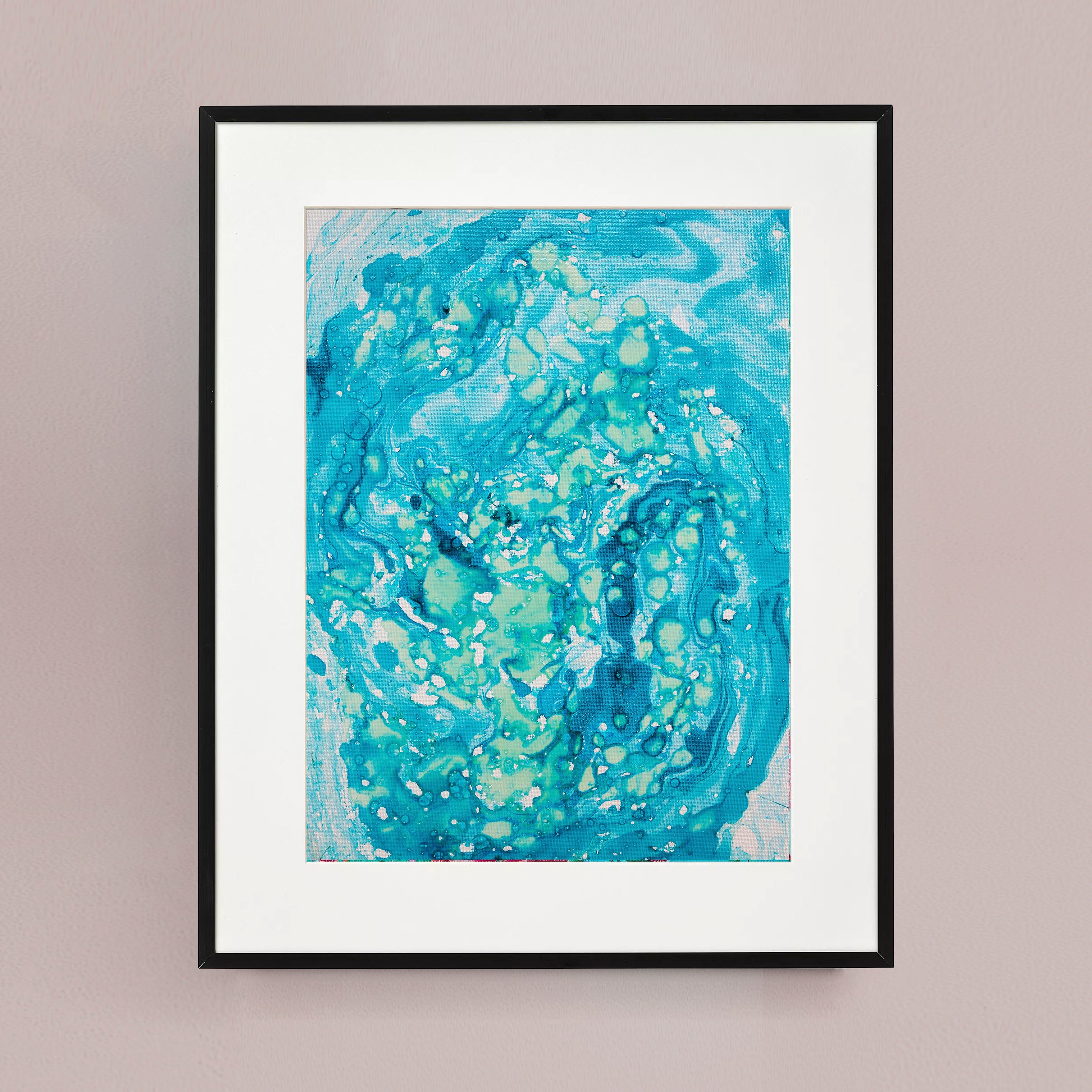 Liquid glass, Original painting on canvas, 30x40cm, Green Peaceful World VI12