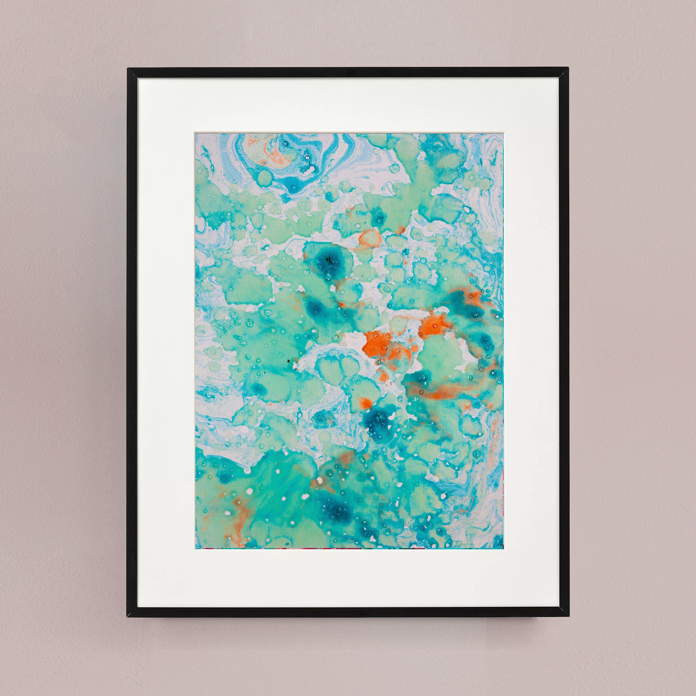 Liquid glass, Original painting on canvas, 30x40cm, Green Peaceful World VI13