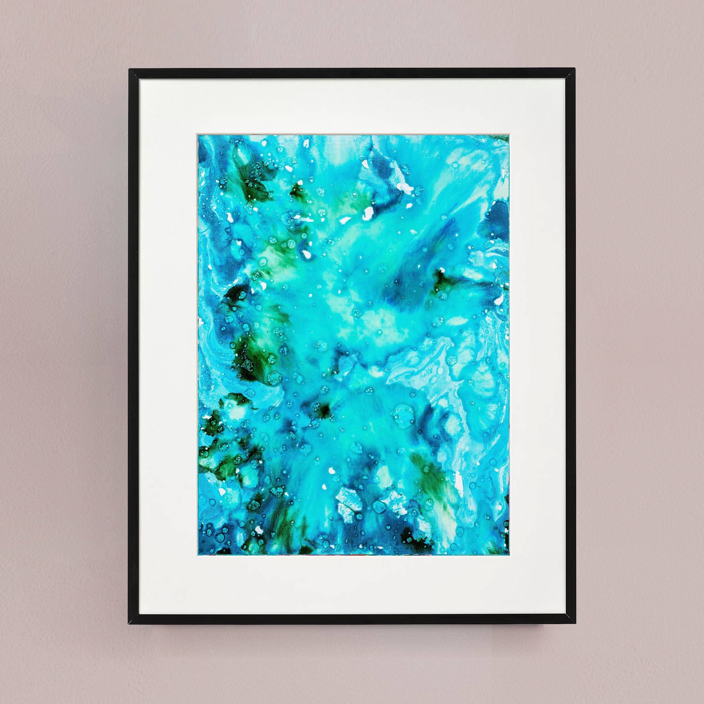 Liquid glass, Original painting on canvas, 30x40cm, Green Peaceful World VI15