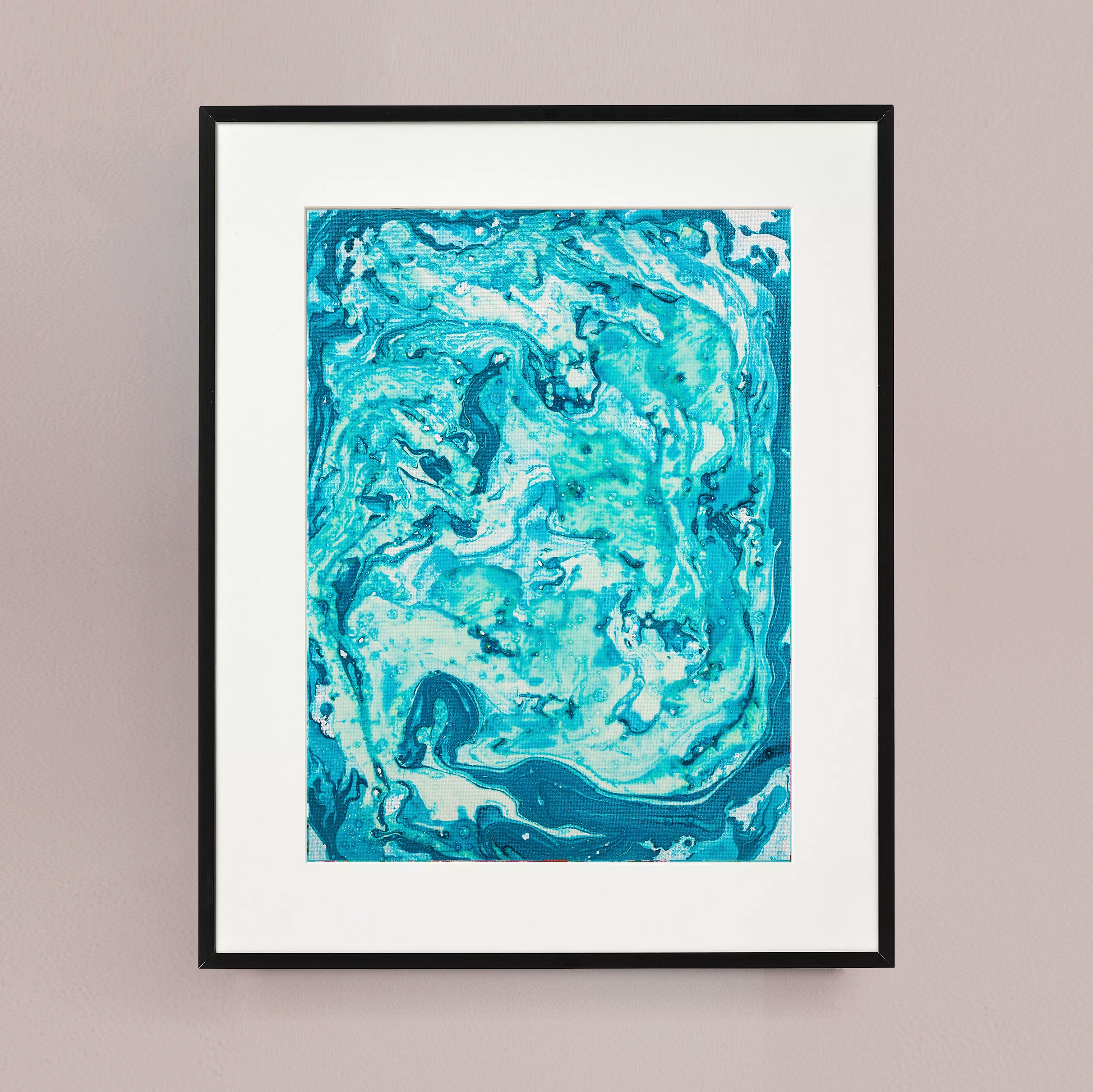 Liquid glass, Original painting on canvas, 30x40cm, Green Peaceful World VI18