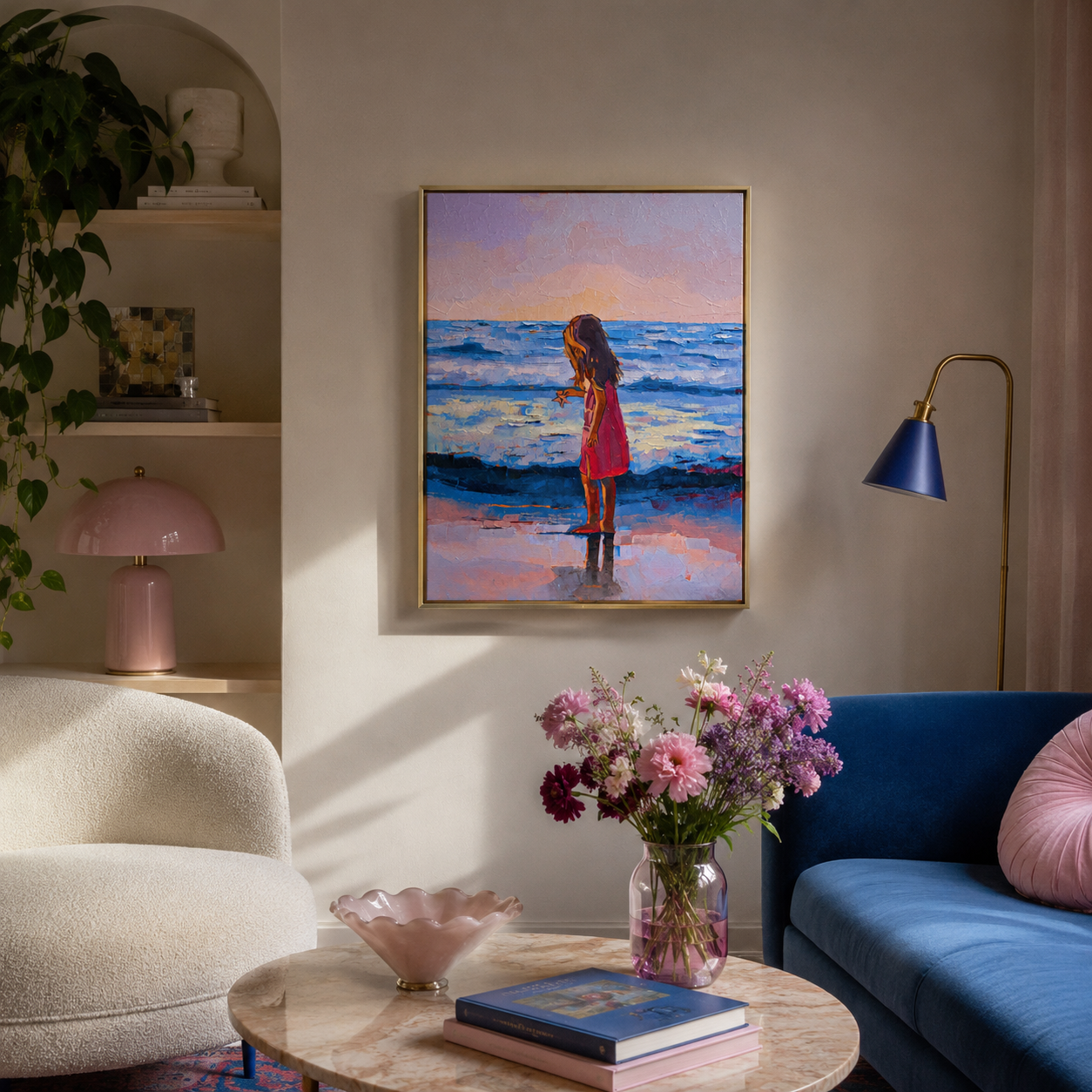 Sunset Seascape Art Canary Islands | Expressionist Beach Painting Las Palmas, 60x50cm