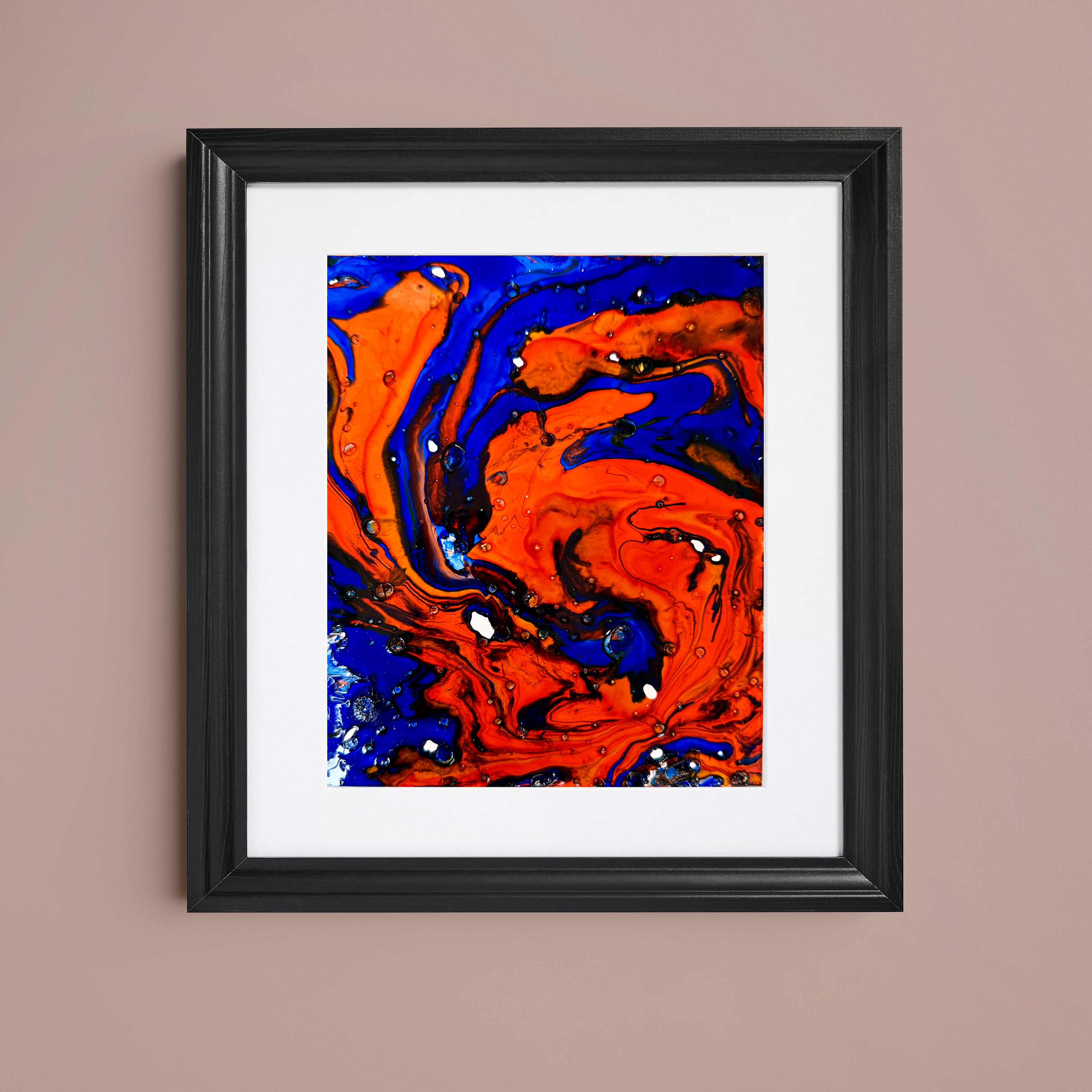 Liquid glass, Original painting on paper, 18x13cm, Into The Blue Y111