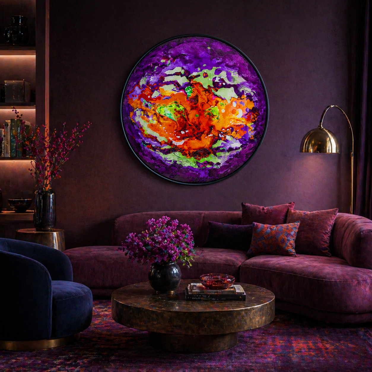 Moltenism, Abstract Round Wall Art, 90x90cm, Round, MO21