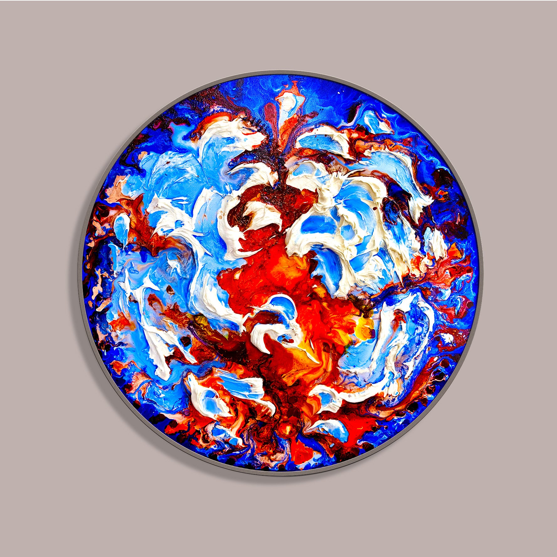 2025 series Moltenism, Original painting on Canvas, 90cm, Round, Greece Mayolica