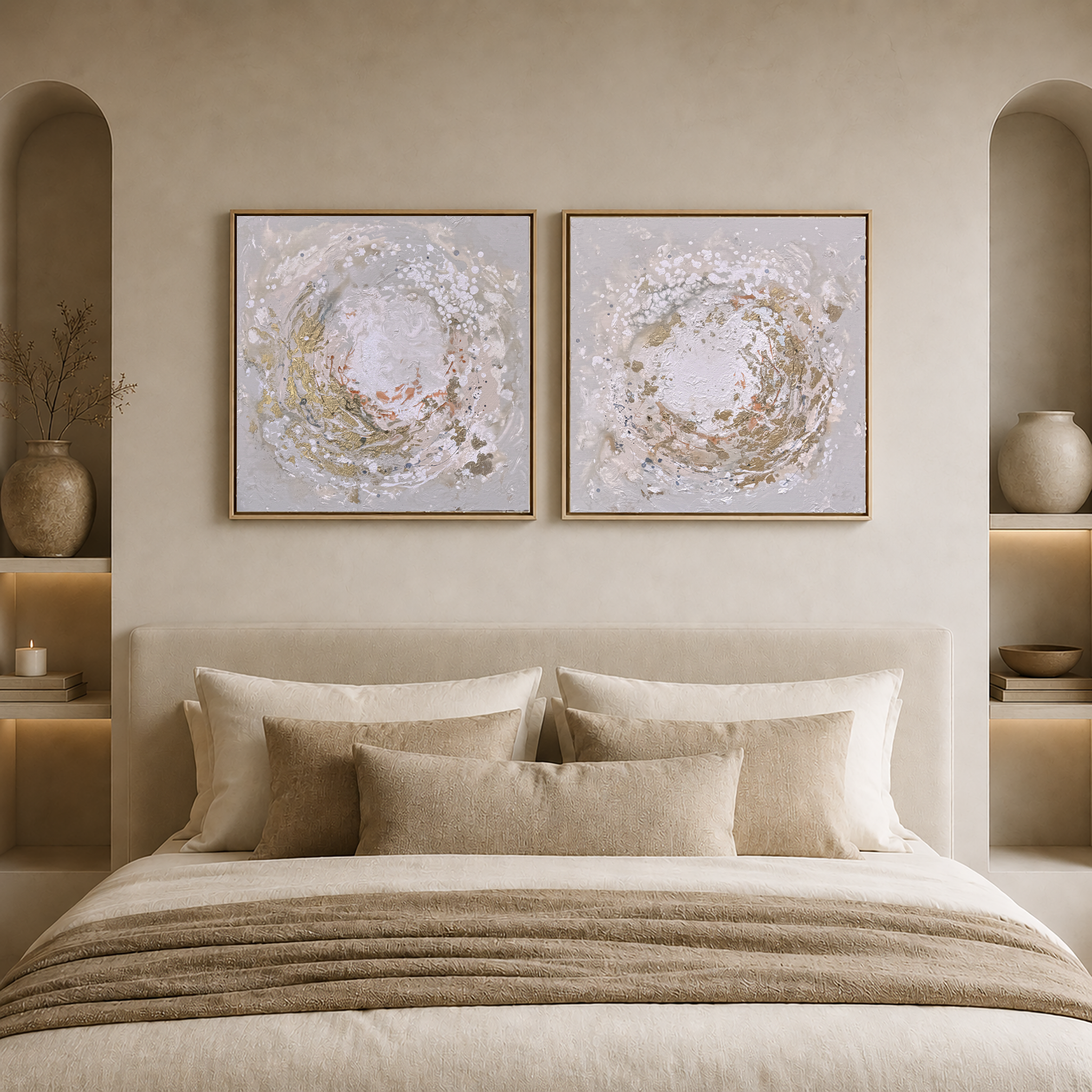 Abstract Floral Artworks, Flower Texture, 50x50cm, diptych