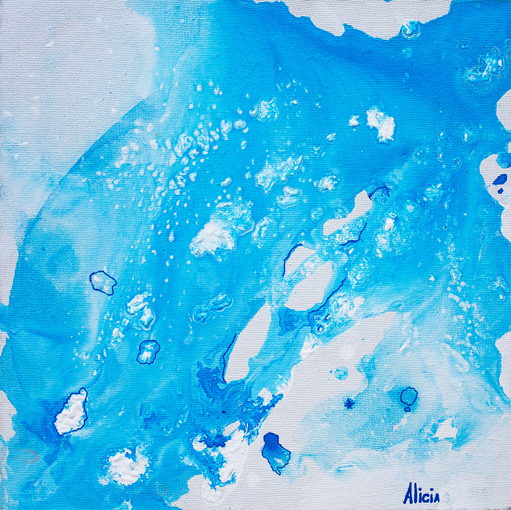Liquid glass, Original painting on canvas, 30x30cm, Into The Blue M11