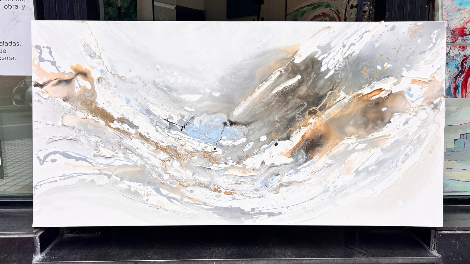 Serenity Tides III original Moltenism painting by Olena Moloda, 70 × 140 cm