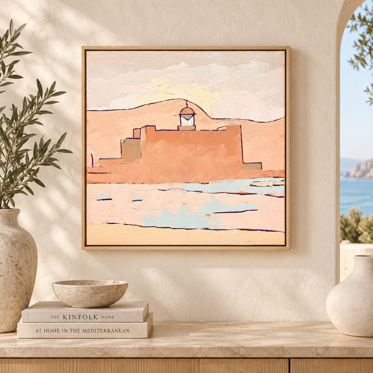 Calima Light over Las Palmas – Original Painting, 40x40cm