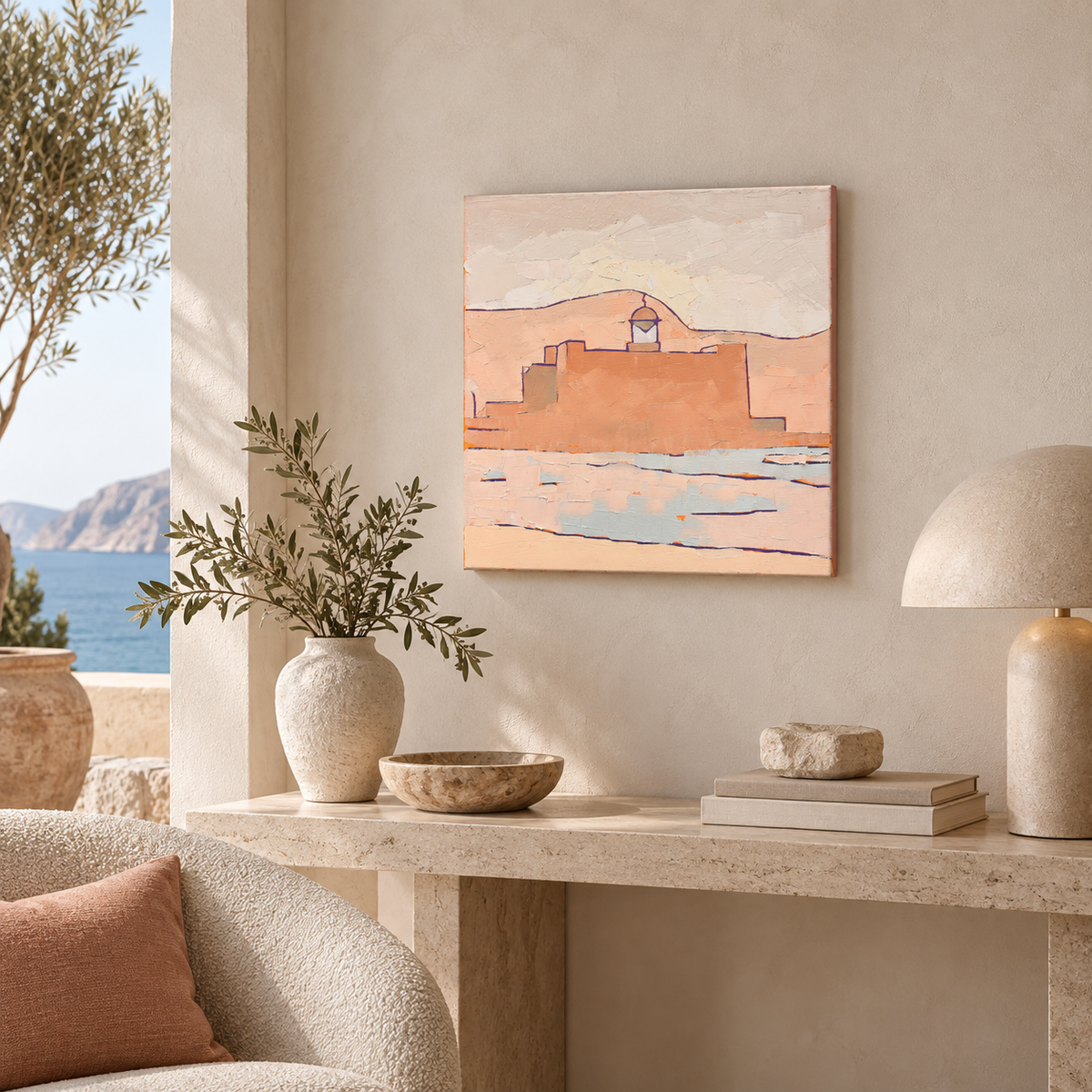Calima Light over Las Palmas – Original Painting, 40x40cm